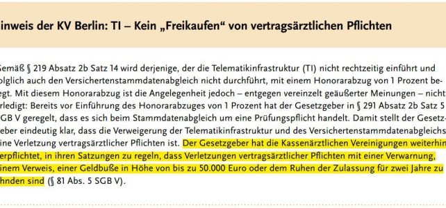 Drohungen der KV Berlins Drohungen der KV Berlins